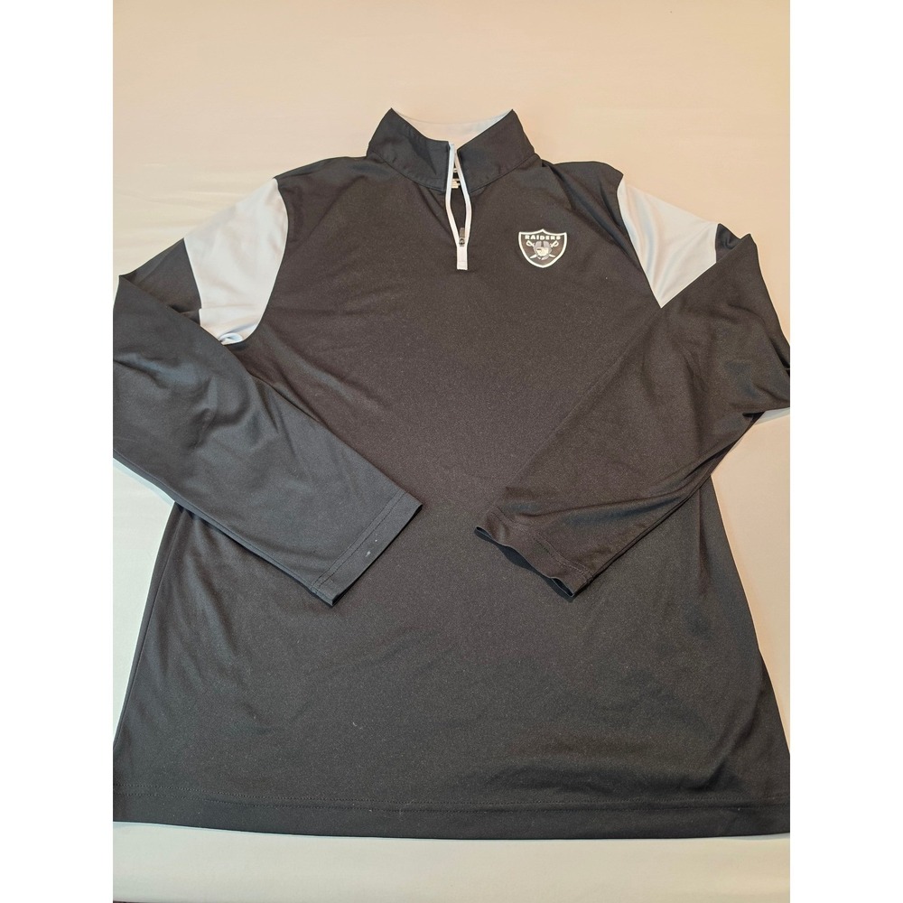 Fanatics Las Vegas Raiders Mens Large 1/4 Zip Pullover Jacket Black Grey 0865